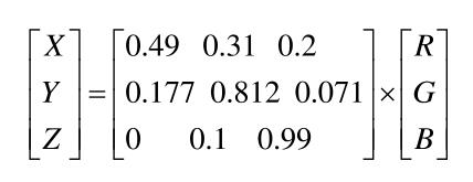 RGB顏色空間轉(zhuǎn)XYZ空間
